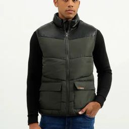 United Colors of Benetton Black & Grey Regular Fit Jacket-image-30