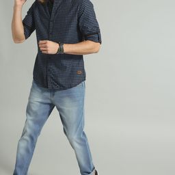 Roadster Men Blue & Black Checked Pure Cotton Casual Sustainable Shirt-image-17