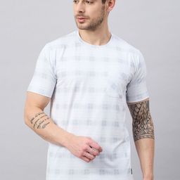 Duke Men Checked Round Neck Cotton Slim Fit T-shirt-image-19