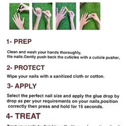 AMOK STORE Set Of 12 Reusable Artificial Nails With Wooden Stick, Nail Filer & Glue image 4