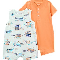 Carter's Baby 2-Pack 1-Piece Tropical Print Romper- White & Orange-image-36