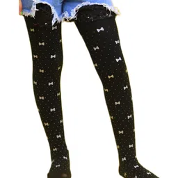 NEXT2SKIN Bow & Polka Dots Printed Footed Stockings - Black-picture-49