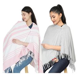 Nene Mother's Multi g Purpose Large Size Nursing Feeding Scarf Wrap Stole Solid Pack of 2 - Pink & Grey-image-23