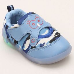 Priaansha Kids Unisex Camouflage & Owl Face Printed LED Sneakers - Blue-image-10
