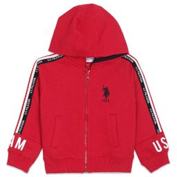 US Polo Assn Knitted Full Sleeves Hooded Sweatshirt Logo Print - Dark Red-image-49