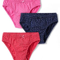 Honeyhap Premium Cotton Elastane Knit Panties With Polka Dots Print Pack of 3 - Risk Red Navy Peoney & Fadango Pink-image-38