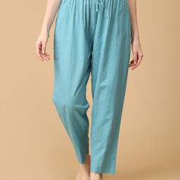 The Mom Store Cotton Solid Maternity Lounge Pants - Blue-picture-25