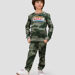 TRESNOVA Cotton Knit Full Sleeves Camouflage Printed Coordinating Antimicrobial Tee & Joggers Set - Camouflage-image-80