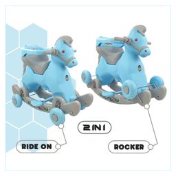 Dash Marshal 2 in 1 Ride on with Music & Backrest Support Horse Rider - Blue image 2