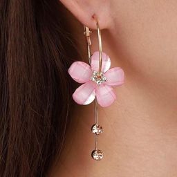 AKISON JEWELS Pink Floral Crystals Drop Earrings-image-69