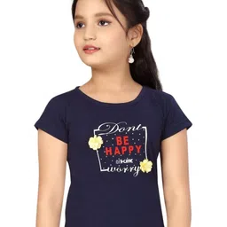 Lei-Chie Girls Typography Printed Round Neck Cotton T-shirt-picture-25