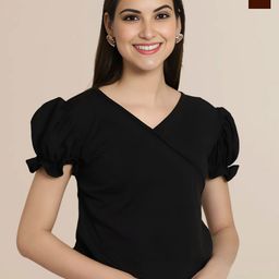 Mast & Harbour Women Pack of 2 Casual Regular Sleeves Solid Puff Sleeve Top-image-96
