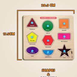 Enorme Mini Wooden Shape Colors and Numbers Puzzle with Knobs Multicolour - 19 Pieces image 3