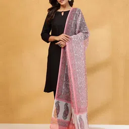 Fabindia Floral Printed Cotton Silk Dupatta-36