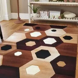 Samjeeda Handloom carpets Black Geometric Anti-Skid Polyester Carpet-image-63