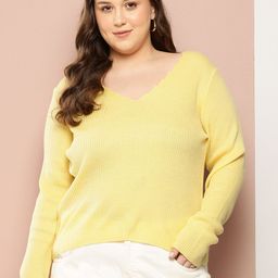 Sztori Plus Size Ribbed Acrylic Pullover-14
