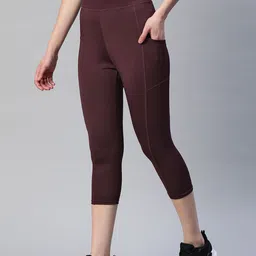 Blinkin Women Maroon Rapid Dry 3/4th Tights With Side Pockets-image-31