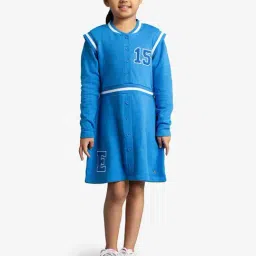 Ed-A-Mamma Girls Blue Cotton Printed Casual Dress-picture-7