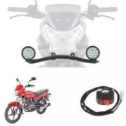 Cartronics 42W Complete Lighting System 14 LED Round Fog Lamp Light for Bajaj Platina 100 ES-11