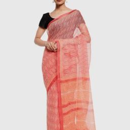 Fabindia Pink Cotton Silk Printed Saree Without Blouse-image-30