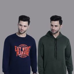 Vimal Jonney Navy & Olive Regular Fit Printed Sweatshirt - Pack of 2-picture-49