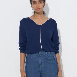 LOV by Westside Navy Ribbed-Textured Top-image-79