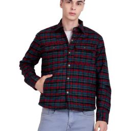 Leather Retail Multi Tweed Regular Fit Checked Shacket-picture-21