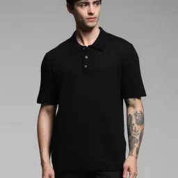 Jack & Jones Black Cotton Regular Fit Striped Polo T-Shirt-picture-31