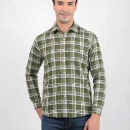 Numero Uno Green Cotton Slim Fit Checks Shirt-image-94