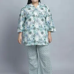 TAG 7 Blue Cotton Printed Top Pyjamas Set-image-9