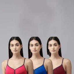 AROUSY Pink & Blue Cotton T-Shirt Bra - Pack Of 3-picture-38