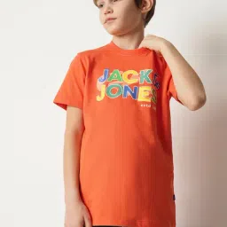 Jack & Jones Junior Orange Graphic Print T-Shirt-image-82