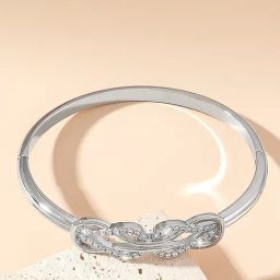 Peora Silver-Plated American Diamond Studded Kada Bracelet-image-28