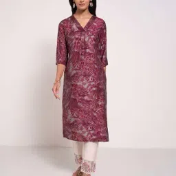 Rangmanch by Pantaloons Maroon Printed Kurtas-image-38