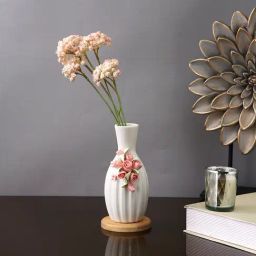 Tayhaa White Ceramic Floral Flower Vase-image-80
