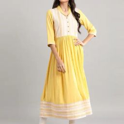 Aurelia Yellow Cotton Printed A Line Kurta-picture-19