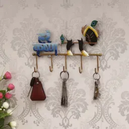 eCraftIndia Hare Krishna Colorful Tribal Art 5 Hooks Iron Key Holder-13