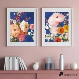 ARTE'VENUE Pastel Bloom Multicolor Paper Wall Arts - Set of 2 (23 X 27 inch Each)-42