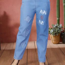 Aarika Girls Blue Printed Jeans-picture-5