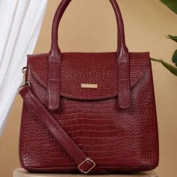 Teakwood Leathers Red Medium Animal Effect Leather Handbag-10