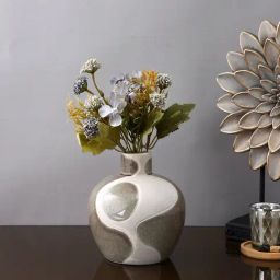 Tayhaa Grey Ceramic Abstract Flower Vase-image-16
