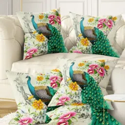 Bianca Grey & Beige Digitally Printed Cushion Cover - Set Of 5-91
