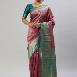 Saree Mall Purple Woven Saree With Unstitched Blouse-picture-13