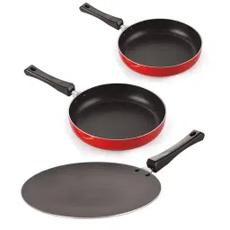 Nirlon Red Aluminium Non-Stick Cookware Set of 3-6