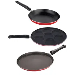 Nirlon Red Aluminium Non-Stick Cookware Set of 3-5