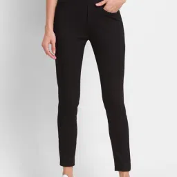 Spykar Black Cotton Mid Rise Tights-image-3