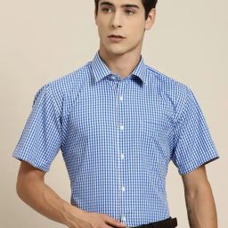 Hancock Blue Slim Fit Checks Shirt-image-43