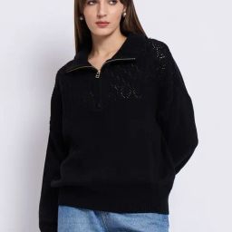 FEMMELLA Black Relaxed Fit Solid Sweater-image-37