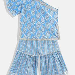 READIPRINT FASHIONS Kids Blue Floral Print Kurta With Sharara-image-73