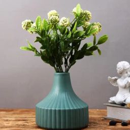 Tayhaa Green Ceramic Geometric Flower Vase-9